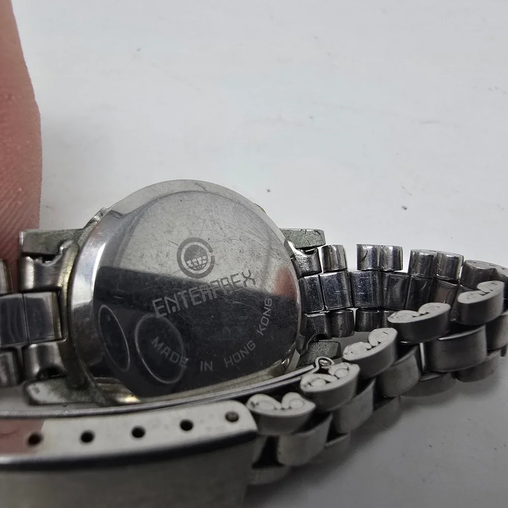Vintage Enterprex Red LED Digital Watch Stainless Steel Hong Kong For Parts